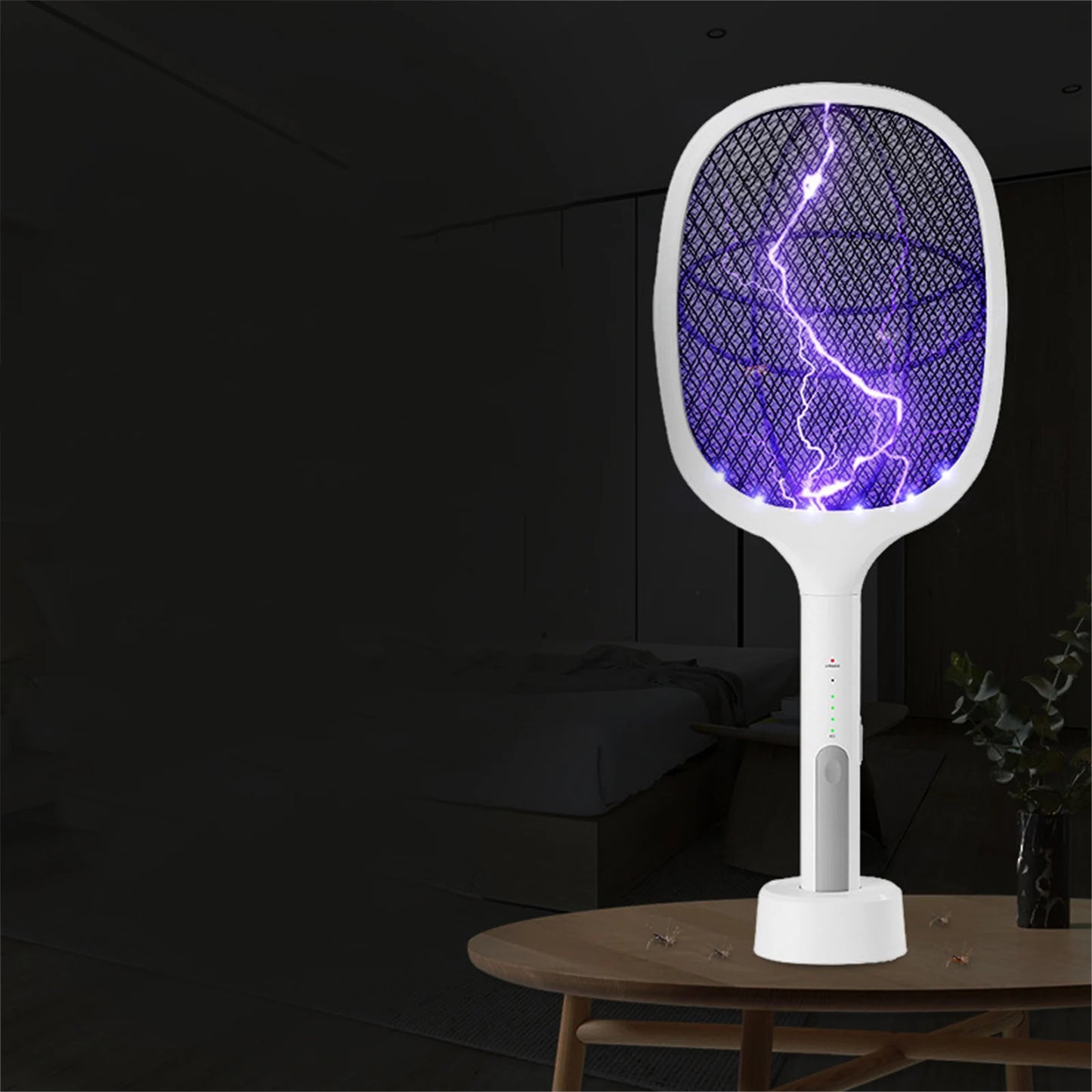 Raquette Electrique Anti-Moustique Rechargeable avec Lumière UV