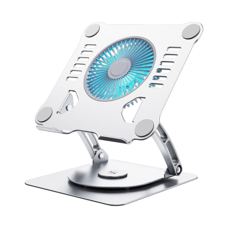 Support d'ordinateur Portable avec ventilateurs de refroidissement, support ergonomique rotatif pliable en aluminium réglable pour tablette et ordinateur Portable