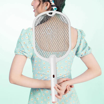 Raquette Electrique Anti-Moustique Rechargeable avec Lumière UV