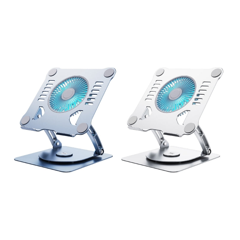 Support d'ordinateur Portable avec ventilateurs de refroidissement, support ergonomique rotatif pliable en aluminium réglable pour tablette et ordinateur Portable