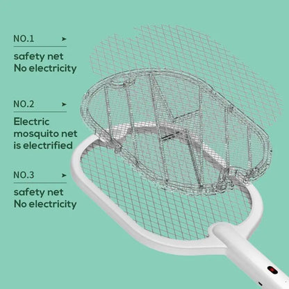 Raquette Electrique Anti-Moustique Rechargeable avec Lumière UV