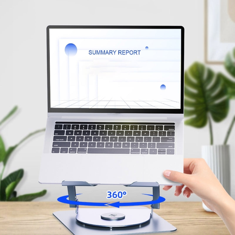 Support d'ordinateur Portable avec ventilateurs de refroidissement, support ergonomique rotatif pliable en aluminium réglable pour tablette et ordinateur Portable