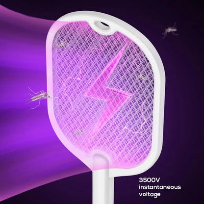 Raquette Electrique Anti-Moustique Rechargeable avec Lumière UV