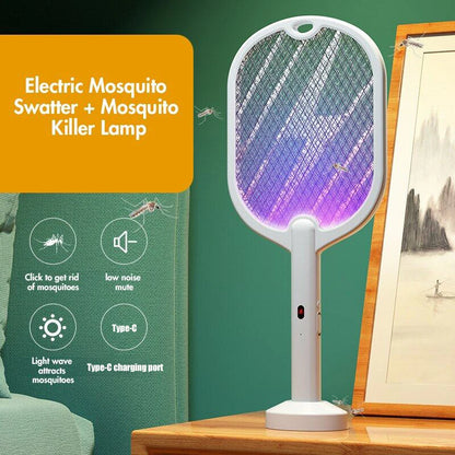 Raquette Electrique Anti-Moustique Rechargeable avec Lumière UV